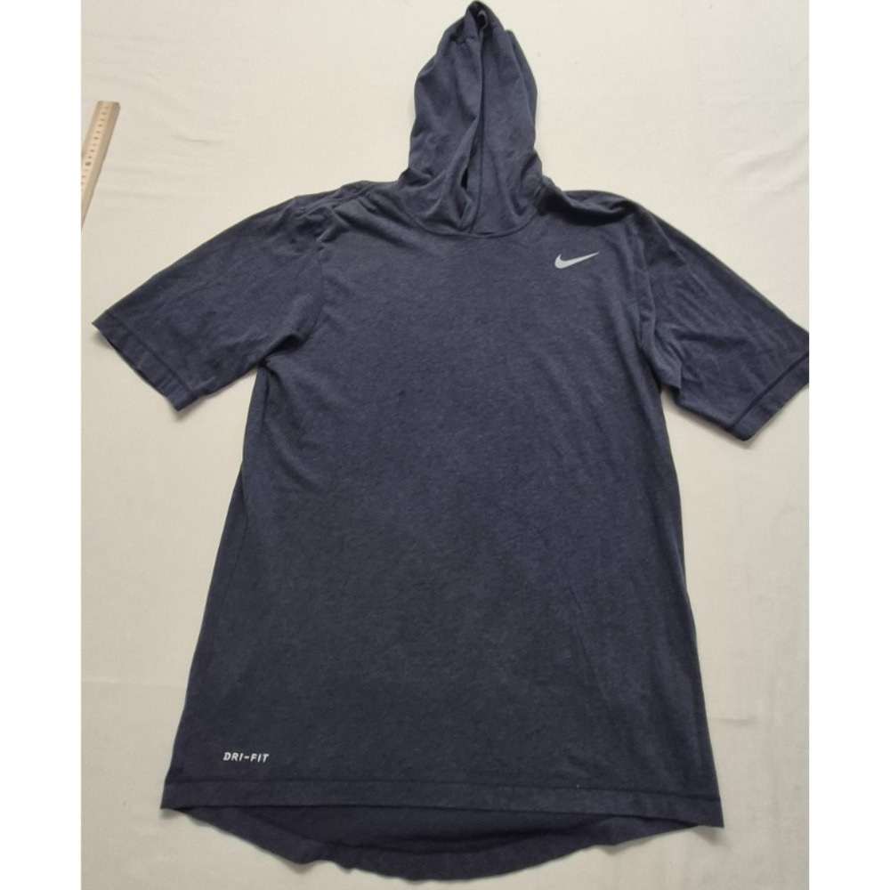 Nike Dri-Fit men's blue pullover hooded t-shirt SM Logo athletic/exercise
